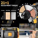 JEXUGK Cordless Drill Tool Set, 18V Brushless Compact Power Drill Kit with 2 Battery, 120 PCS Household Tool Kit with Driver Taladro, Men Electric Taladros Inalámbricos for Daily Home Repair