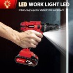 21V Cordless Drill Set, Electric Power Drill Set with Battery & Charger, Built-in LED, 3/8” Keyless Chuck, 2 Variable Speed, 398 In-lb Torque, 25+1 Position and 29pcs Drill/Driver Bits