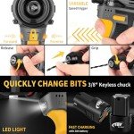 JEXUGK Cordless Drill Tool Set, 18V Brushless Compact Power Drill Kit with 2 Battery, 120 PCS Household Tool Kit with Driver Taladro, Men Electric Taladros Inalámbricos for Daily Home Repair