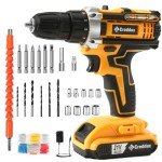 Creddux Cordless Drill Set 21v Power Drill Cordless With Battery & Charger, 84pcs Accessories Electric Drills Variable Speed, 3/8" Keyless Chuck, Built-In Level and 2 Driver orange kit