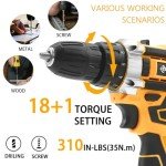 Creddux Cordless Drill Set 21v Power Drill Cordless With Battery & Charger, 84pcs Accessories Electric Drills Variable Speed, 3/8" Keyless Chuck, Built-In Level and 2 Driver orange kit