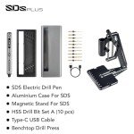 AM ARROWMAX 5-Speed Mini Electric Drill Pen with Benchtop Press, 10 Small Bits with Aluminium Box, LED Lights, OLED Display, Resin Drill Set For Jewelry Making, Plastic, Wood