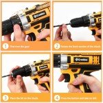 Creddux Cordless Drill Set 21v Power Drill Cordless With Battery & Charger, 84pcs Accessories Electric Drills Variable Speed, 3/8" Keyless Chuck, Built-In Level and 2 Driver orange kit