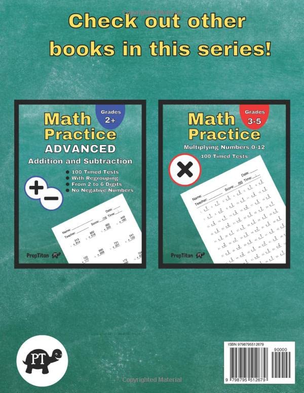 Math Practice - Addition and Subtraction: 100 Timed Tests, Grades K-2, Math Drills, Digits 0-20