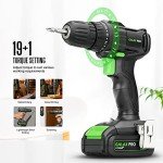 GALAX PRO Cordless Drill Driver 20V,1.3Ah Battery Power Drill Driver with Single Speed 0-600RPM,and Work Light, Max Torque 20N.m, 3/8 Inch Keyless Chuck, 19+1 Position,Battery and Charger Included