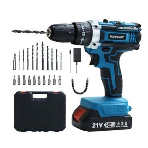 Cordless Drill Power High-Performance Large-Capacity Lithium Battery x 1,25+3 Adjustable Torque Electric Drill BLUE
