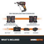 WORX Nitro 20V SwitchDriver 2.0 with 85 pc Accessory Kit, 2-in-1 Brushless Cordless Drill Driver, Drill Set Rotatable Dual 1/4" Chucks, WX177L.2 – (Battery & Charger Included)
