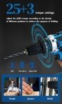 Cordless Drill Power High-Performance Large-Capacity Lithium Battery x 1，25+3 Adjustable Torque Electric Drill BLUE