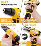 DIFFLIFE 12V Drill Driver Power Tool Combo Kits with Cordless Drill, Professional Household Home Tool Kit Set, DIY Hand Tool Kits for Garden Office House Repair Yellow