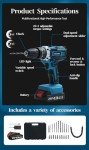 Cordless Drill Power High-Performance Large-Capacity Lithium Battery x 1，25+3 Adjustable Torque Electric Drill BLUE
