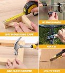 DIFFLIFE 12V Drill Driver Power Tool Combo Kits with Cordless Drill, Professional Household Home Tool Kit Set, DIY Hand Tool Kits for Garden Office House Repair Yellow