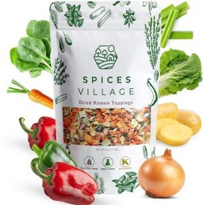 Spices Village Dried Ramen Toppings, Vegetable Mix, Nutritious Dehydrated Vegetables, 16 oz, Ideal for Ramen Noodles, Premium Dried Veggies for Soups and Cooking, Kosher, Natural