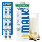 MALK Almond Milk Unsweetened Vanilla (32oz, Pack of 6) - Shelf Stable Organic Almond Milk Vanilla, Non GMO, Whole 30, Dairy Free, Vegan, Plant Based, No Gums or Fillers - Lattes Cereal Coffee Creamer