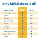 MALK Almond Milk Unsweetened Vanilla (32oz, Pack of 6) - Shelf Stable Organic Almond Milk Vanilla, Non GMO, Whole 30, Dairy Free, Vegan, Plant Based, No Gums or Fillers - Lattes Cereal Coffee Creamer
