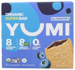 Yumi Organic Kids Blueberry Superfood Bar 5 Count, 1.2 OZ