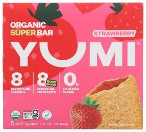 Yumi Organic Kids Strawberry Superfood Bar 5 Count, 1.2 OZ