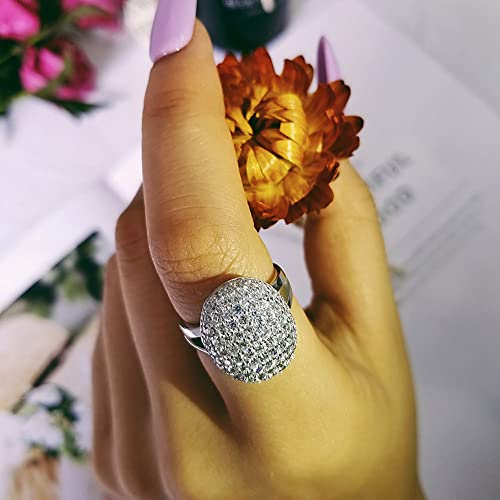Vampire Twilight Bella's Full Drill Sparkling Crystsal Band Ring Silver Plated Cubic Zirconia Souvenir Daylight Rings New Moon Breaking Dawn Bridal Engagement Wedding Finger Bands for Women Girls (8)