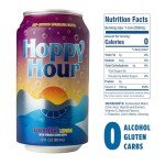 Hoppy Hour Sparkling Hop Water, Non-Alcoholic and Adaptogens Drink, Zero Sugar and Calories, Refreshing Blackberry Lemon Flavor, 12 oz Cans (12-Pack)