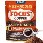 FIDUS Instant Mushroom Coffee, 16 Adaptogenic Mushrooms with Ashwagandha, Lion’s Mane, Cordyceps & Magnesium, Supports Focus, Energy & Digestion, 50 Servings