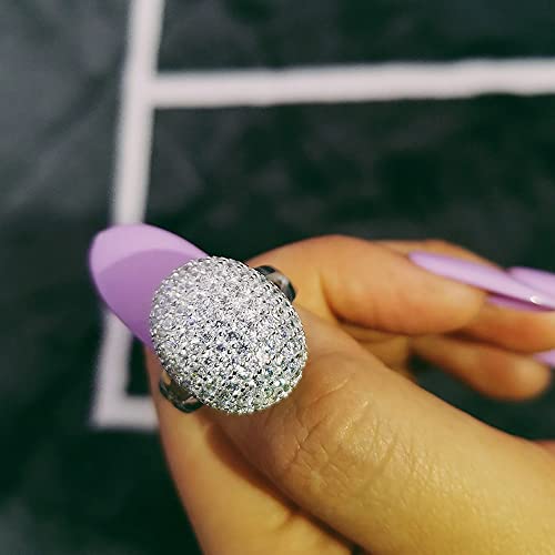 Vampire Twilight Bella's Full Drill Sparkling Crystsal Band Ring Silver Plated Cubic Zirconia Souvenir Daylight Rings New Moon Breaking Dawn Bridal Engagement Wedding Finger Bands for Women Girls (8)
