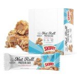 Genius Gourmet SKIPPY Peanut Butter Flavor Inspired Protein Nut Roll Bar,11g Protein per serving(18% DV), 0g Added Sugar, Carb Conscious Snack Bar, Gluten Free – 10 Count