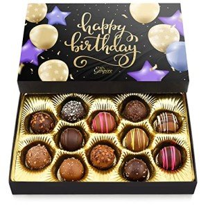 Birthday Chocolate Gift Box – 12 Assorted Milk & Dark Chocolate Truffles – Gourmet Candy Gifts for Women & Men – Happy Birthday Treat, 6 oz
