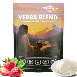Yerba Mate teas Strawberry Matcha Flavor Instant Tea Powder - 3-in-1 Super Drink, Low Sugar, Supports Mental Clarity, Containing Prebiotics and Probiotics, Replenish Energy - 12.69 oz (30 Servings)