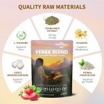 Yerba Mate teas Strawberry Matcha Flavor Instant Tea Powder - 3-in-1 Super Drink, Low Sugar, Supports Mental Clarity, Containing Prebiotics and Probiotics, Replenish Energy - 12.69 oz (30 Servings)