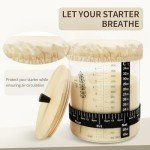 50oz Sourdough Starter Jar, Wide Mouth Sourdough Jar, Large Capacity Sourdough Starter Kit with Lid, Band, Date Tracker, Temp, Sourdough Bread Starter Kit for Perfect Sour Dough(1 Pack)