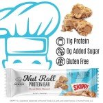 Genius Gourmet SKIPPY Peanut Butter Flavor Inspired Protein Nut Roll Bar,11g Protein per serving(18% DV), 0g Added Sugar, Carb Conscious Snack Bar, Gluten Free – 10 Count