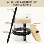 50oz Sourdough Starter Jar, Wide Mouth Sourdough Jar, Large Capacity Sourdough Starter Kit with Lid, Band, Date Tracker, Temp, Sourdough Bread Starter Kit for Perfect Sour Dough(1 Pack)