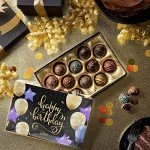 Birthday Chocolate Gift Box – 12 Assorted Milk & Dark Chocolate Truffles – Gourmet Candy Gifts for Women & Men – Happy Birthday Treat, 6 oz