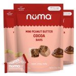 Numa Mini Peanut Butter Cocoa Bars - Vegan, Low Sugar, High Protein, Natural, Gluten Free - Crunchy Plant Based PB Snacks - 3 Bags with 8 Individually Wrapped Chocolate Protein Bars