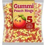 Peach Rings Gummy Candy, Bulk 5 Lbs soft and Chewy, Orange-Yellow Fruit Flavored Gummies, Fat Free, Nut Free, Gluten Free Healthy Candy Treat for Parties and Snacking