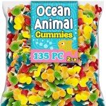 Fish Candy Ocean Gummies, 2 Lbs Bulk, Ocean Friends Sea Creatures, Assorted Flavors and Fish Shapes, Sharks, Turtles and More, Soft and Chewy Fishing Themed Candy Treat for Movie Theater, Parties