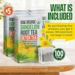 Dandelion Root Tea - Raw Organic Herbal Tea, Caffeine Free, 100 bags