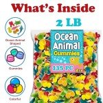Fish Candy Ocean Gummies, 2 Lbs Bulk, Ocean Friends Sea Creatures, Assorted Flavors and Fish Shapes, Sharks, Turtles and More, Soft and Chewy Fishing Themed Candy Treat for Movie Theater, Parties