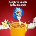 French Vanilla Creamer Singles, 48 Pieces of Individual Coffee Creamers, Perfect Delight French Vanilla Creamer for Home, Office or On the Go, Flavorful Coffee Experience Anytime