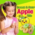 Sweet & Sour Apple Trio Vegan Gummy Candy, Bulk 2 Lbs, Assorted Apple Flavored Gummies, Fat Free, Nut Free, Gluten Free Healthy Sour Candy for Parties and Snacking