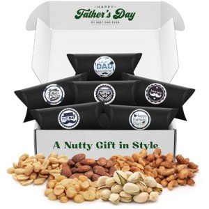 Father's Day Nut Gift Baskets - 6 Pillow Boxes Perfect Gifts for Fathers Day Celebrations, Special Dad Gifts For Fathers Day