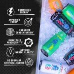 Gorilla Mind Energy Drink | Unmatched Energy · Amplified Focus | N-Acetyl-L-Tyrosine, Alpha-GPC, 200mg Caffeine, Uridine, Saffron | 0 Sugar Or Artificial Colors | 16oz, 12-Pack (White Gummy Bear)