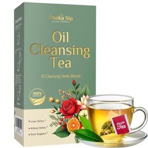 OsakaSip Oil Cleansing Tea - 10 Herbal Formula for Natural Liver & Kidney Detox Support - Oil Cleaning Reducing Traditional Herb Blend for Wellness - 15 Tea Bags/Box