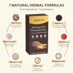 Ginseng Five Treasures Tea, Natural Kidney Cleanse Detox with Ginseng, Red Date, Mulberry Fruit, Maca, Wolfberry, Yam, Polygonatum for Men (1 Pack/15 Bags)