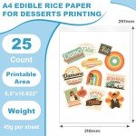PatiFrussa 25 Count Edible Paper A4 11.7" x 8.3" Printable Frosting Sheets for Edible Printer, Icing Sheets for Cakes, Cupcakes, and Cookies, Professional Edible Image Paper