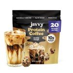 Javvy Cookie Dough Protein Iced Coffee - Premium Whey Protein & Instant Iced Coffees - 100% Natural Cold Brew Coffee - Zero Artificial Flavors & Sweeteners, 80 mg Caffeine Per Serving, 20 Servings