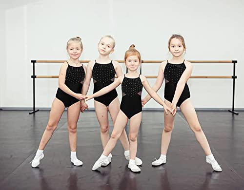 BAKPH Girls Camisole Dance Leotards Hollow Back, Shiny Front Hot Drill, Mesh Waist and Back(XW23903-06-XXL)