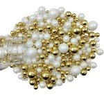 Edible Pearl Sugar Sprinkles White Gold Candy Mixing Size Baking Edible Cake Decorations Cupcake Toppers Cookie Decorating Celebrations Wedding Valentines Easter Halloween Christmas Supplies 120g/ 4.23oz