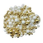 Edible Pearl Sugar Sprinkles White Gold Candy Mixing Size Baking Edible Cake Decorations Cupcake Toppers Cookie Decorating Celebrations Wedding Valentines Easter Halloween Christmas Supplies 120g/ 4.23oz