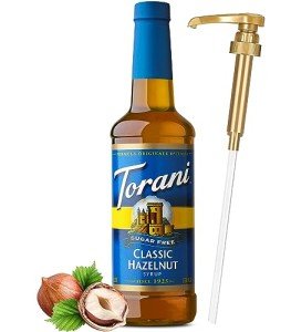 Coffee Syrup, Sugar Free Classic Hazelnut Flavored Syrup for Drinks, Pump Included, 25.4 Fl Oz