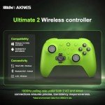 AKNES 8BitDo Ultimate 2 Wireless Controller for Windows & Android, TMR joysticks, 1000Hz Polling Rate, Tactile/Hall Triggers, Motion Control, Programmable L4/R4 Bumpers & 2 Back Paddle Buttons, Green